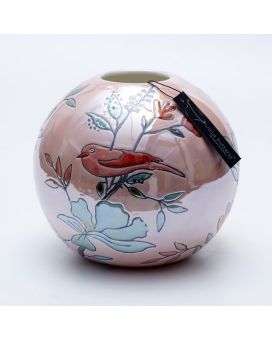 Jarrón Magic Ball Birds 20x20x19cm rosa suave