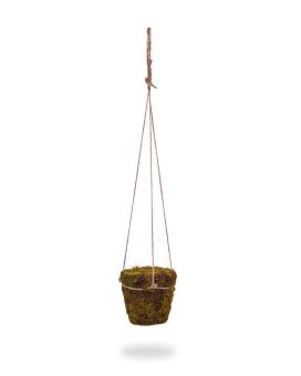 Maceta de musgo con percha de cuerda de yute 70 cm