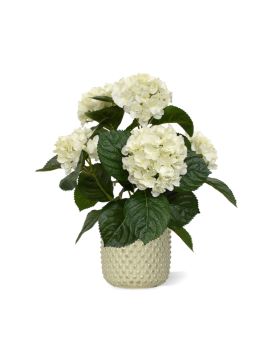 Planta Hortensia artificial 40 cm crema en maceta
