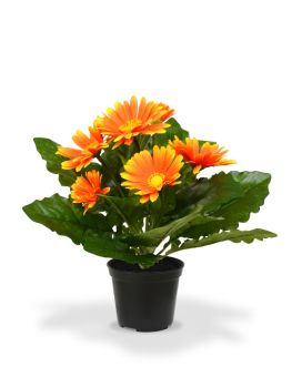 Gerbera planta artificial en maceta 30cm - naranja