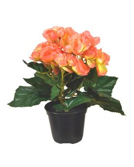 Begonia planta artificial en maceta 20cm - salmón