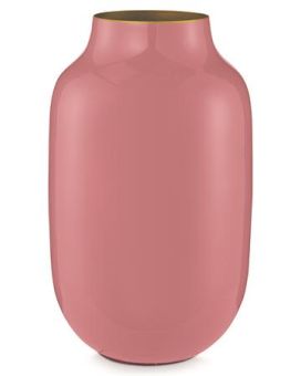 Pip Studio Jarrón Metal Ovalado Rosa Viejo 30cm
