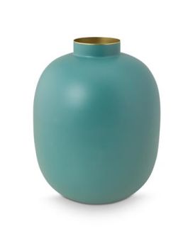 Pip Studio Jarrón Metal Mate Azul Claro 32cm