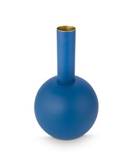 Pip Studio Jarrón Metal Grande Mate Azul Medio 24x42cm
