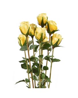 Ramo de rosas artificiales x8 70 cm amarillo