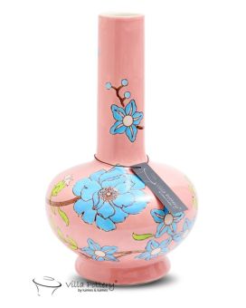 Jarrón Happy Flowers porcelana 18x18x31cm rosa azul