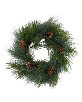 Corona artificial Pinus Deluxe Piña de pino D56cm Verde