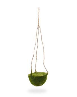 Cesta colgante musgo artificial 10cm con cuerda