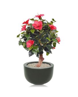Hibiscus planta artificial sobre base 65cm - rojo