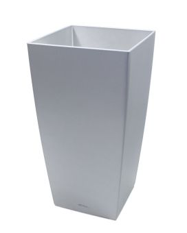 Lechuza Cubico maceta ornamental 30x30x56 cm plata