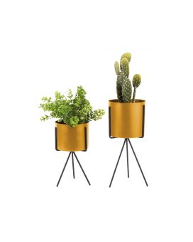 Plantenpot Set Pedestal – okergeel
